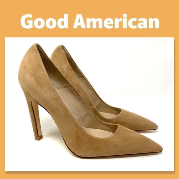 Good American The Icon Pump in Suede Nude 7.5 - Picture 1 of 9